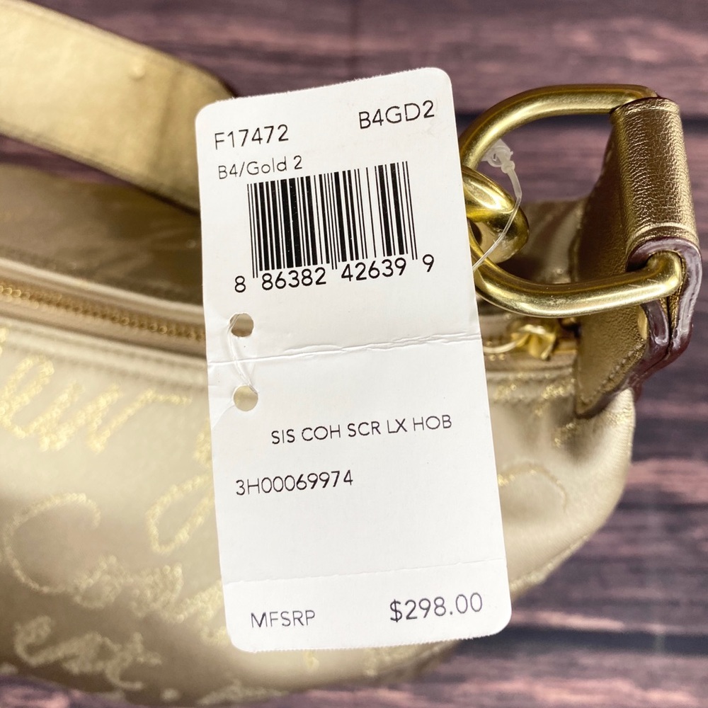Coach Gold Poppy Script Shoulder Bag Hobo F17472 - Picture 5 of 7